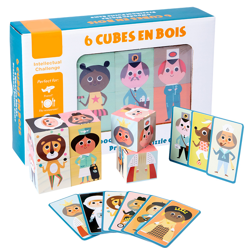Face-to-Body Matching Wooden Cube Blocks
