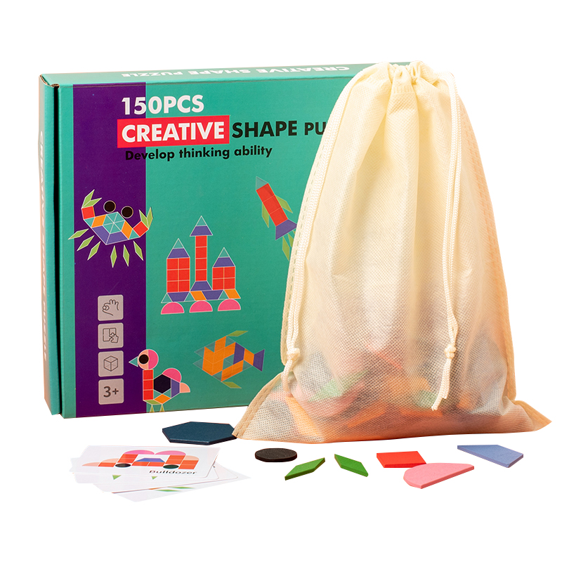 cre1 150 pcs Wooden Geometric Puzzle