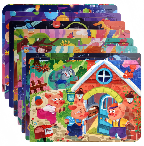 60-main 60 Pieces Wooden Puzzle - 10 Designs Available