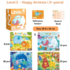 Progressive Level 2 – Happy Animals final Progressive Wooden Puzzle (7 Levels - 13 Themes) (From 1+ till 7+ years)