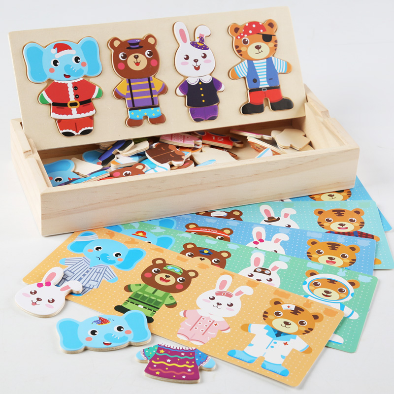 Wooden Animal Dress-Up Puzzle Set (72 pcs)
