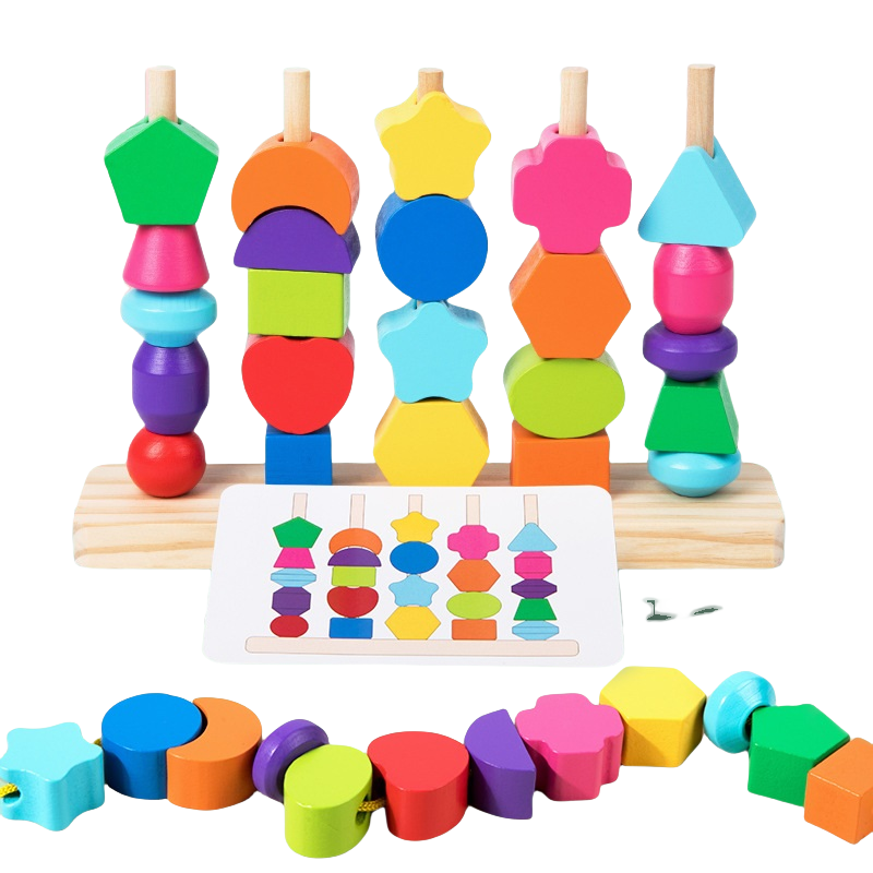 column1 Wooden Beads Sequencing Toy Set