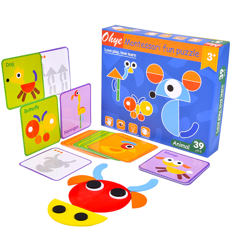 Montessori Wooden Fun Geometric Shape Puzzle Set