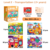 progressive Level 2 – Transportations final Progressive Wooden Puzzle (7 Levels - 13 Themes) (From 1+ till 7+ years)