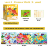 progressive Level 3 – Dinosaur World final Progressive Wooden Puzzle (7 Levels - 13 Themes) (From 1+ till 7+ years)