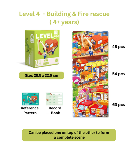 progressive Level 4 – Building & Fire rescue final Progressive Wooden Puzzle (7 Levels - 13 Themes) (From 1+ till 7+ years)