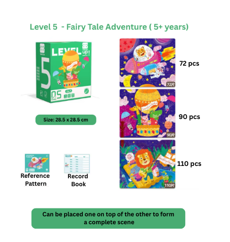 progressive level 5- fairy tale adventre final Progressive Wooden Puzzle (7 Levels - 13 Themes) (From 1+ till 7+ years)