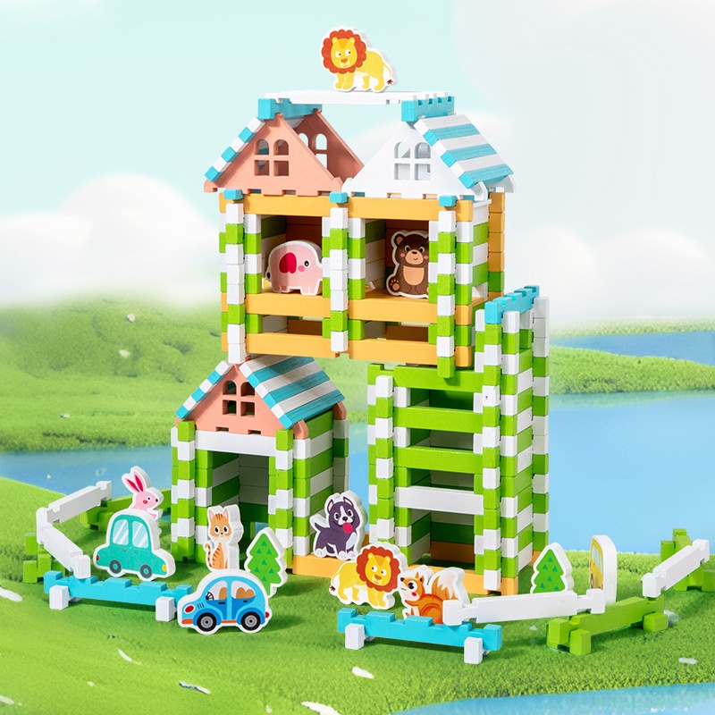 Wooden Animal House Building Blocks