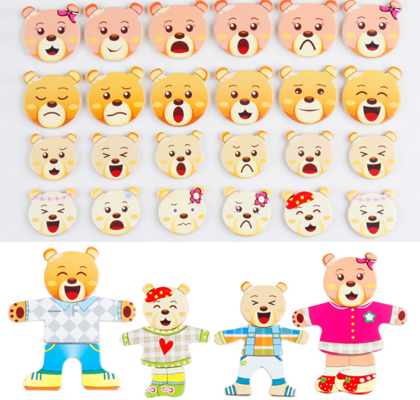 bear dress up 4 Wooden Bear Dress-Up Puzzle Set